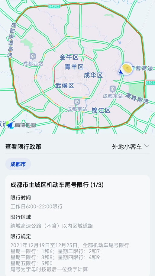 进入成都市区车辆限号是怎样限的?