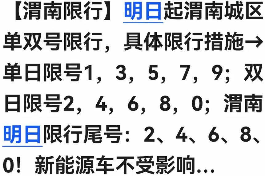 陕西省渭南市今天限多少号