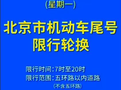 北京市车辆限行尾号几点到几点?