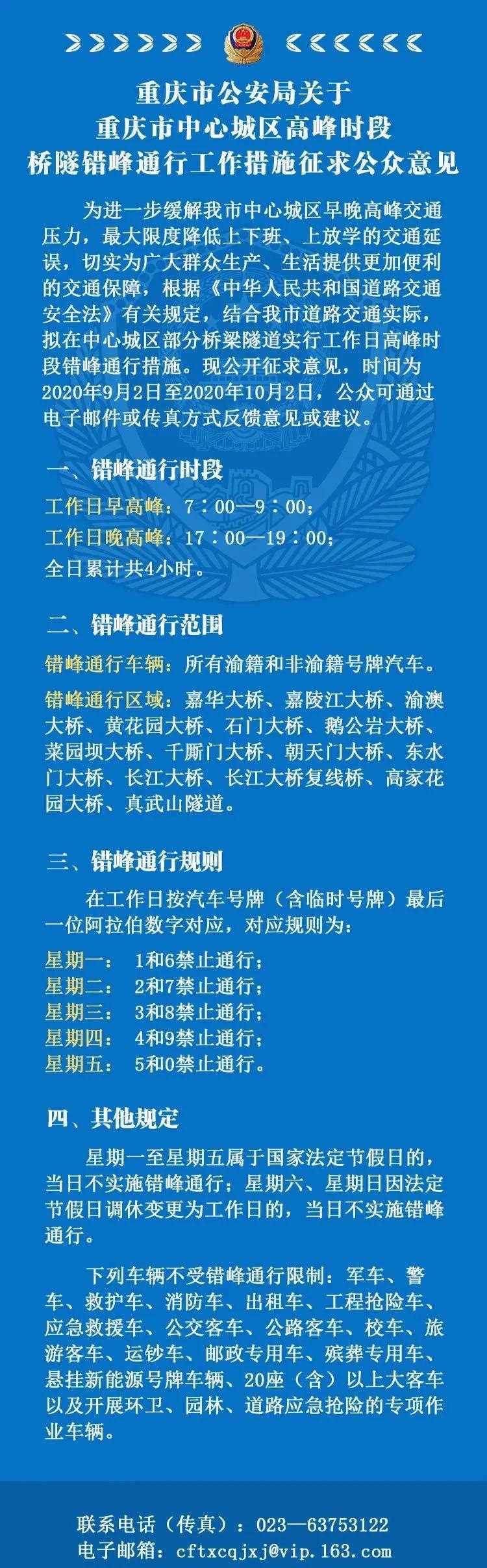 重庆限号车牌和时间
