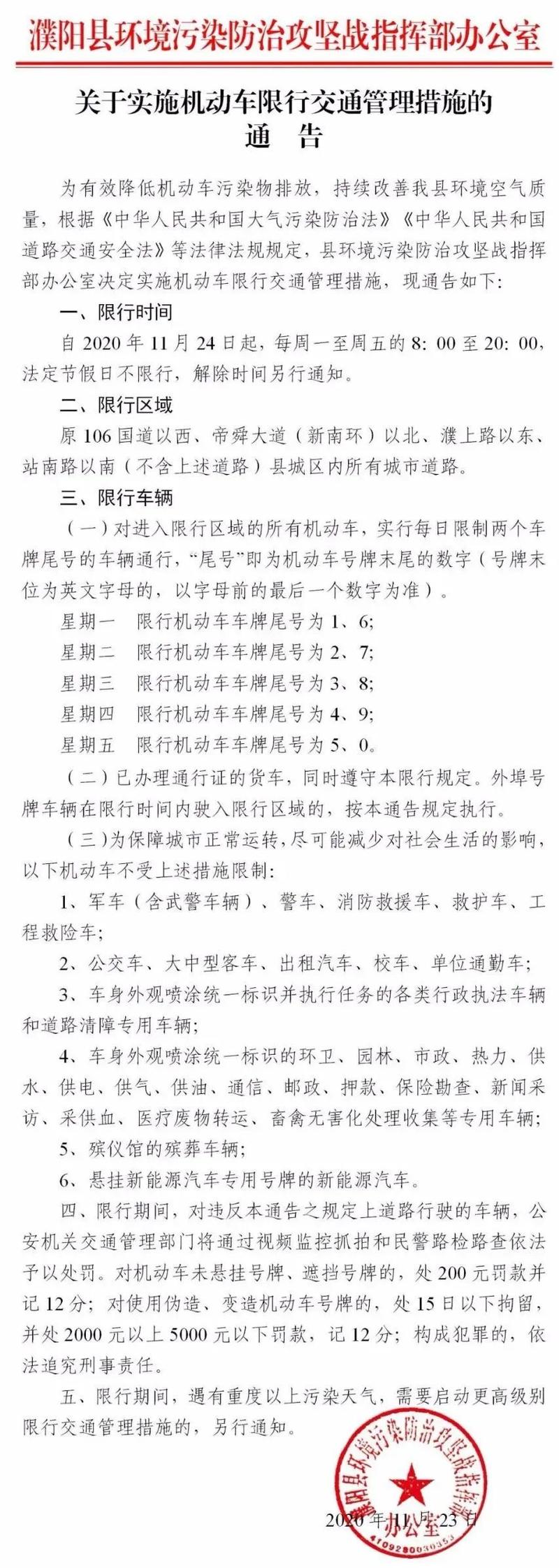 濮阳限号吗?