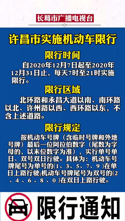 许昌星期一限号是多少