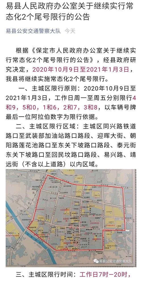 易县今天限行尾号