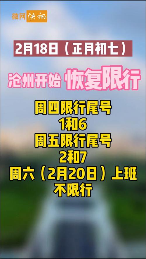沧州市机动车今天限什么号